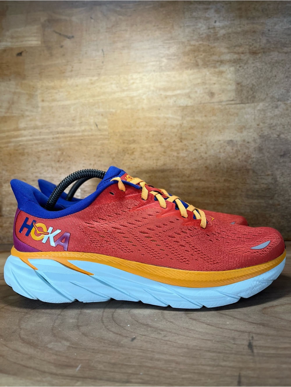 Hoka One One Clifton 8 Mens Size 9.5 Running Shoes Sneakers Fiesta Bluing